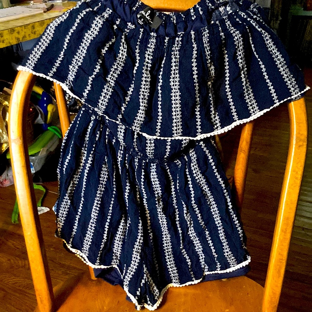 Cute dark blue striped romper